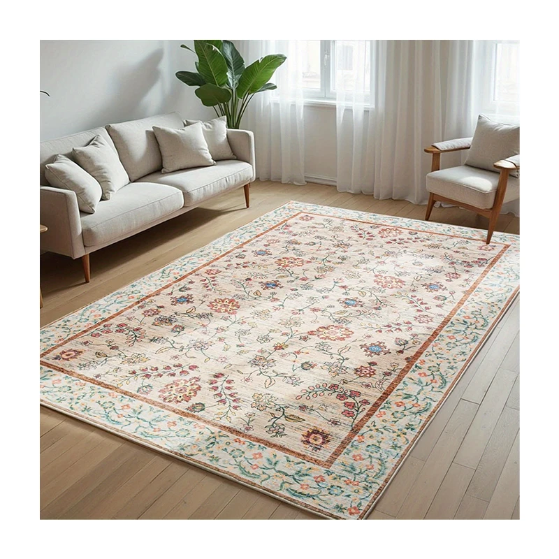 Tapis de salon antidérapant doux lavable en Machine tapis de sol bohème rose tapis à fleurs chambre décoration de la maison tapis lavables