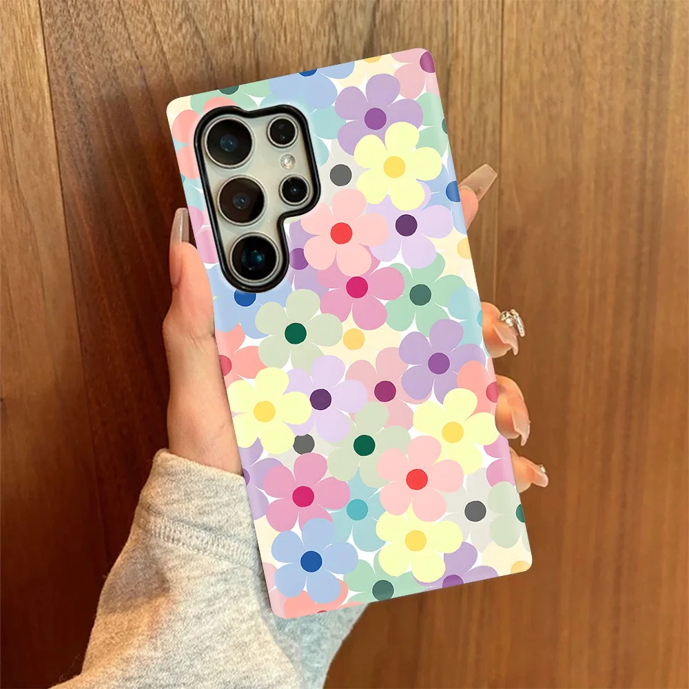 

Color Flower Phone Case Samsung Galaxy S25 Edge S25 Ultra S24 S23 Double-layer Printed Hard Anti-drop Protective Cover