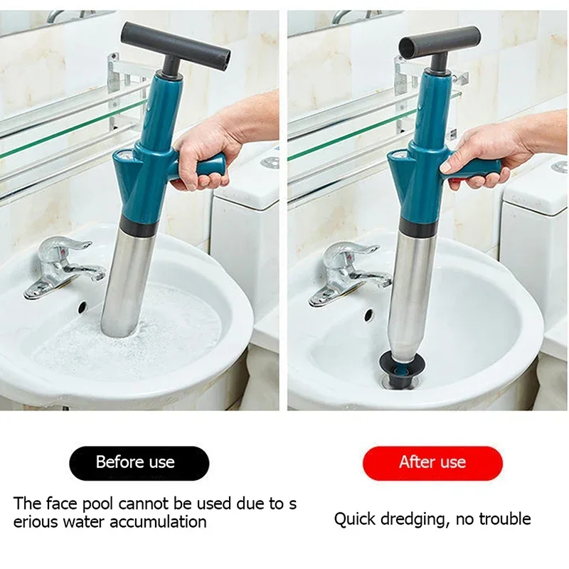 Professional High Pressure Toilet Plunger Dredge Clogged Device Sewer Pipe Remover Air Drain Blaster Remover Bathroom Kitchen