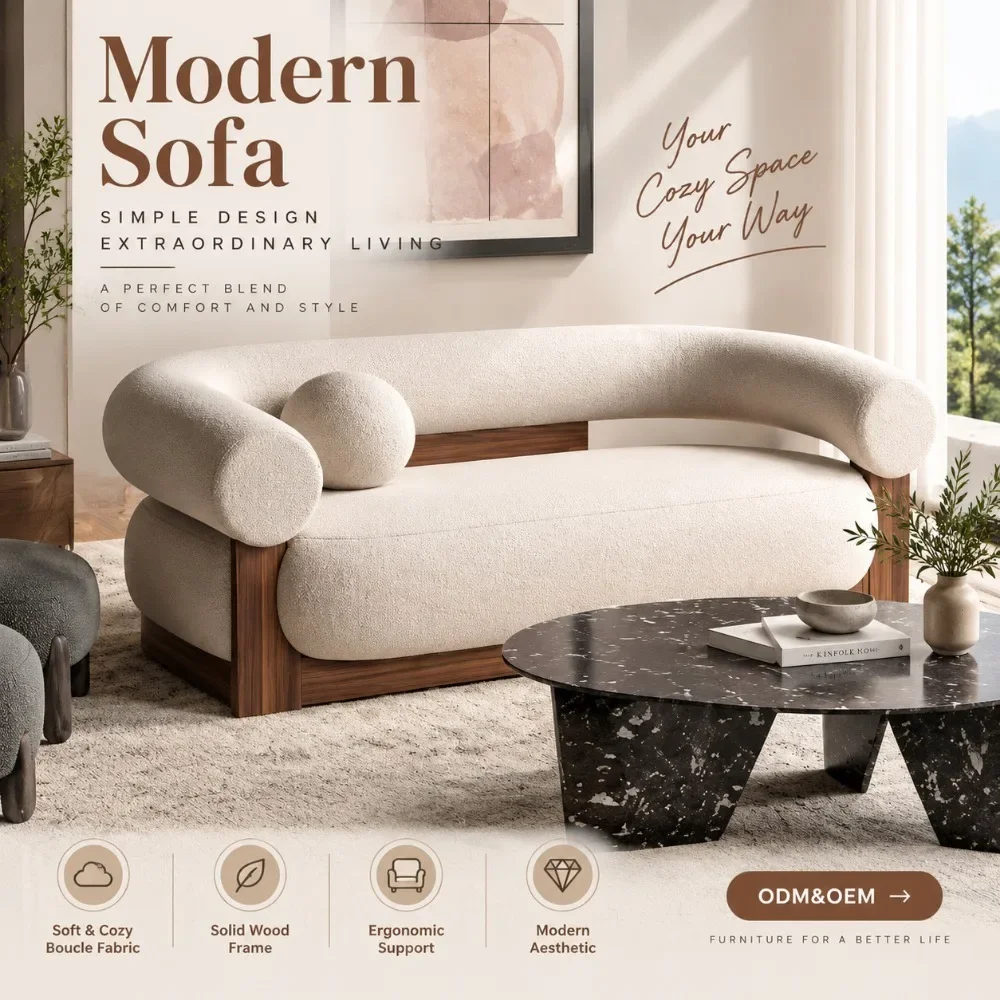 for Home Living Room Leisure Indoor Furniture Nordic Modern Solid Wood Armchair, Upholstered Lazy Single Accent Sofa Chair