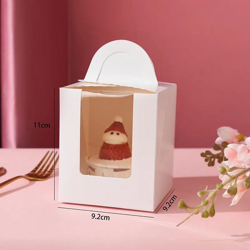 50 pcs Cookie Package Corrugated Kraft candy Cake Box with pvc window Chocolate Cake Muffin Biscuit packaging gift Box