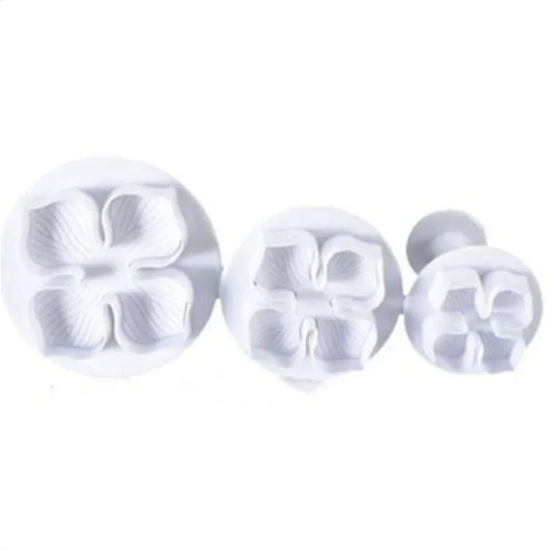 3Pcs/Set Silicone Hydrangea Fondant Cake Decorating Plunger Cutter Flower Blossom Mold Home Cake Tools