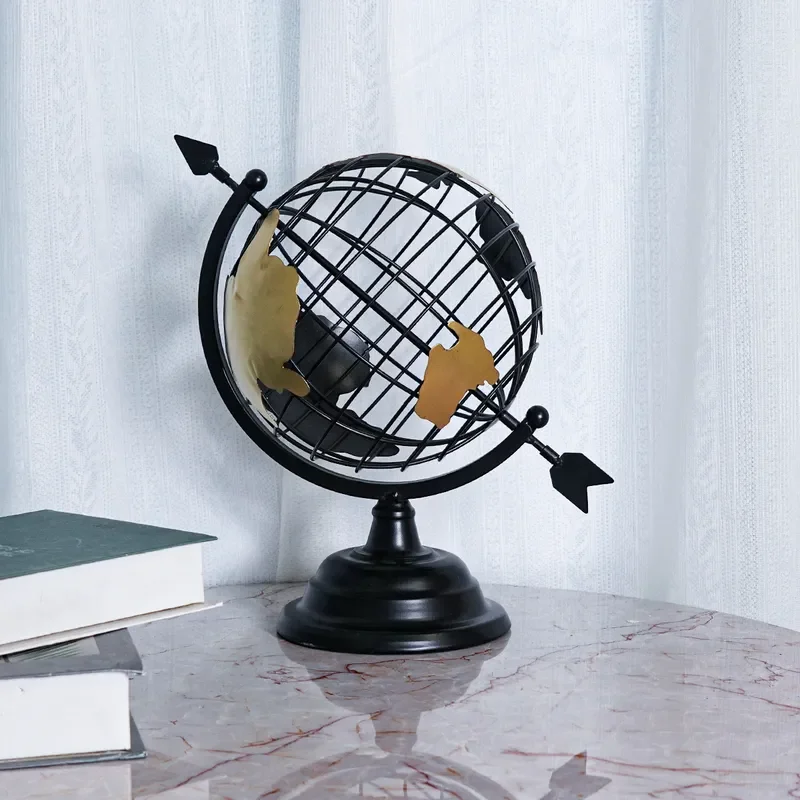 for Modern Simple Wind Globe Metal Material Hollow Ornament Creative Office Home Study Bookshelf Crafts