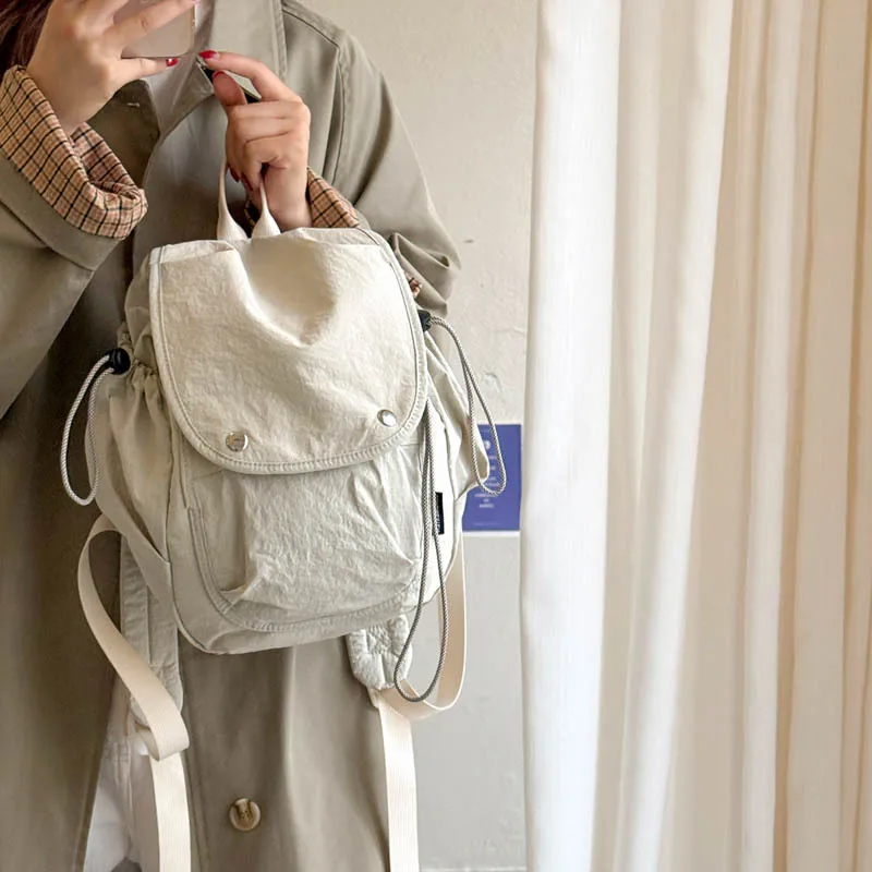 Korean StyleinsMinimalist style backpack for women, lightweight, mini, made of nylon canvas, suitable for travel and school, Jap