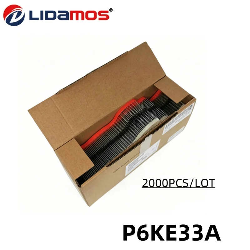 2000PCS P6KE30A P6KE33A P6KE36A P6KE39A P6KE43A P6KE47A P6KE51A P6KE56A P6KE68A P6KE62A Diodo TVS Unidireccional DO-15