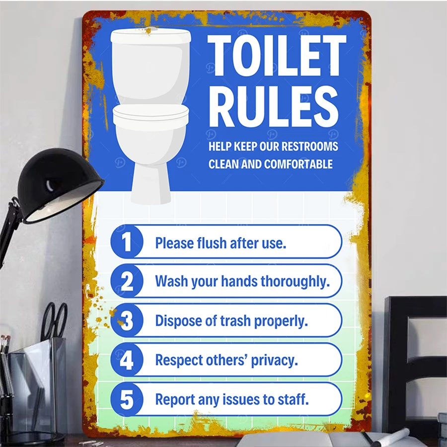 Custom Toilet Rules Metal Sign - огляд і ціна Home Bathroom Etiquette