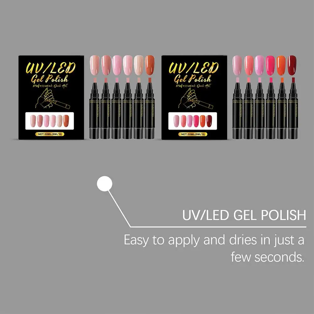 Multi kleur nagellak pen set 3-in-1 gel nagellak pen set sneldrogende nagellak pen DIY nagelverf pen Sneldrogend