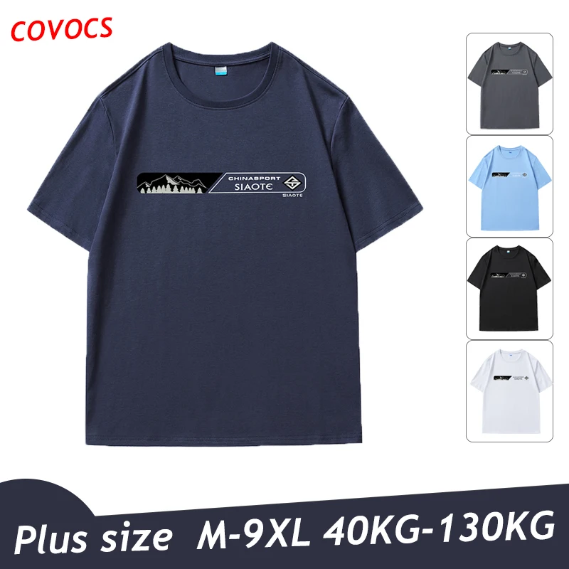 Large Size Short-sleeved Men and Women 2024 Summer Fashion Casual Loose Fat Cotton T-shirt 8XL9XL Couple Short-sleeved