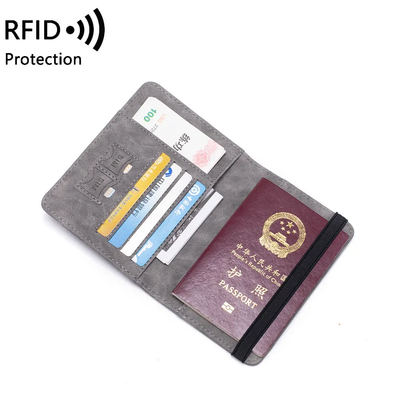 جراب غطاء حامل جواز سفر من الجلد الصناعي للرجال والنساء ، محفظة RFID ، حامل بطاقة هوية الائتمان ، محفظة واقية للتذكرة