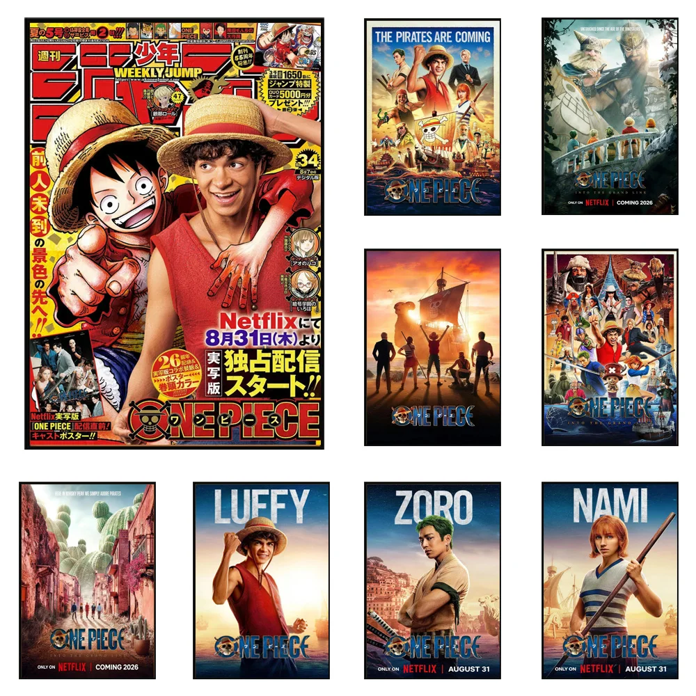 2026  Pop Manga One Piece Live Action Poster And Prints Luffy Zoro Nami Wall Art Anime Tv Play Diamond Painting Decoration