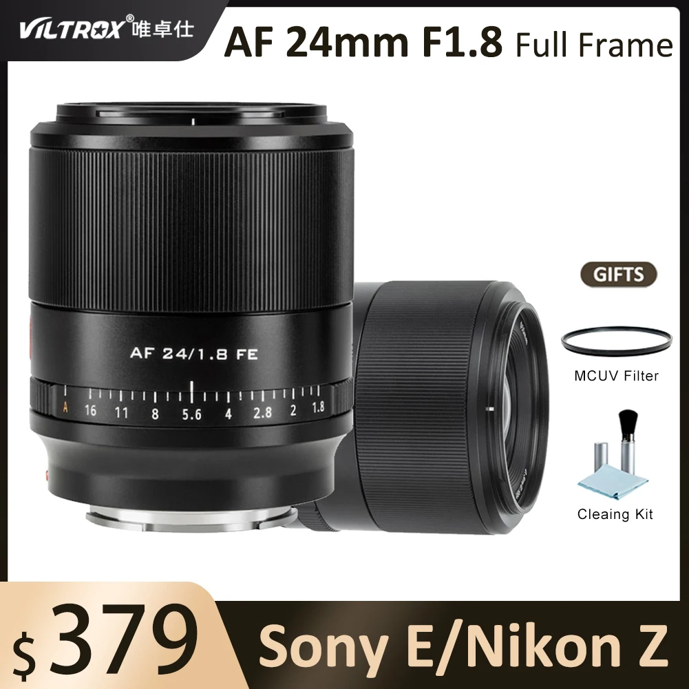 

Viltrox 24mm F1.8 Full Frame STM Auto Focus Wide Angle Fixed Focus Lens for Sony E FE Mount A6300 A7 A7II A7C Nikon Z Z5 Z6 Z7