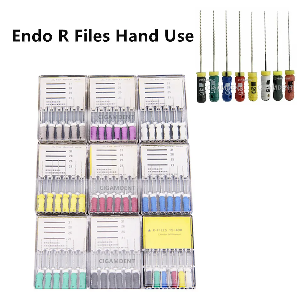 

5Box Dental Endodontic R Files Endo Root Canal File Reamers Hand Use Stainless Steel Length 21mm/25mm