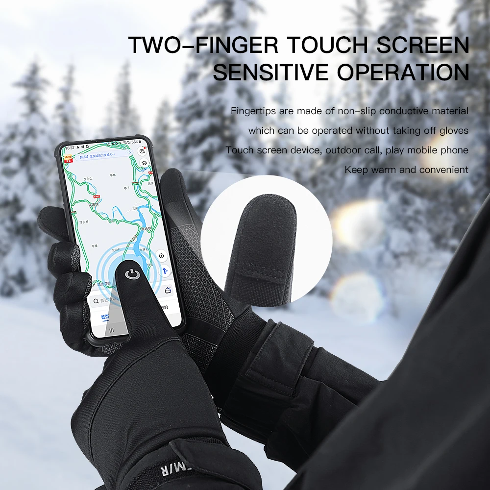 Winter Outdoor Cycling Gloves Thicken Warm Windproof Breathable Touch Screen Silicone Anti-slip Gloves Sports Ski Riding Gloves