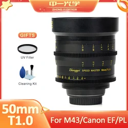 Zhongyi Mitakon 50mm T1.0 Large Aperture Cine Lens Cinematic Lens for Canon EF PL ARRI RED SONY CineAlta AJA CION Movie Camera