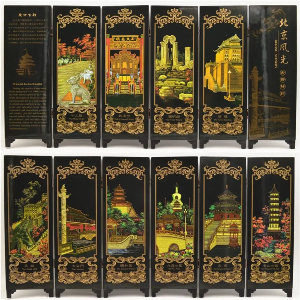 

Facebook Abroad Gifts Non-slip Home Decor Business Gifts Chinese Mural Room Dividers Screen Ornaments Antique Lacquerware