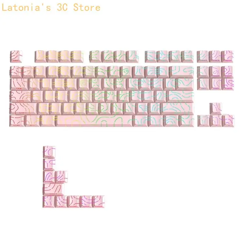 97-Tasten-PBT-Seitendruck, durchscheinende Tastenkappen für mechanische Tastatur-Tastenkappe X3UB – Detail 9