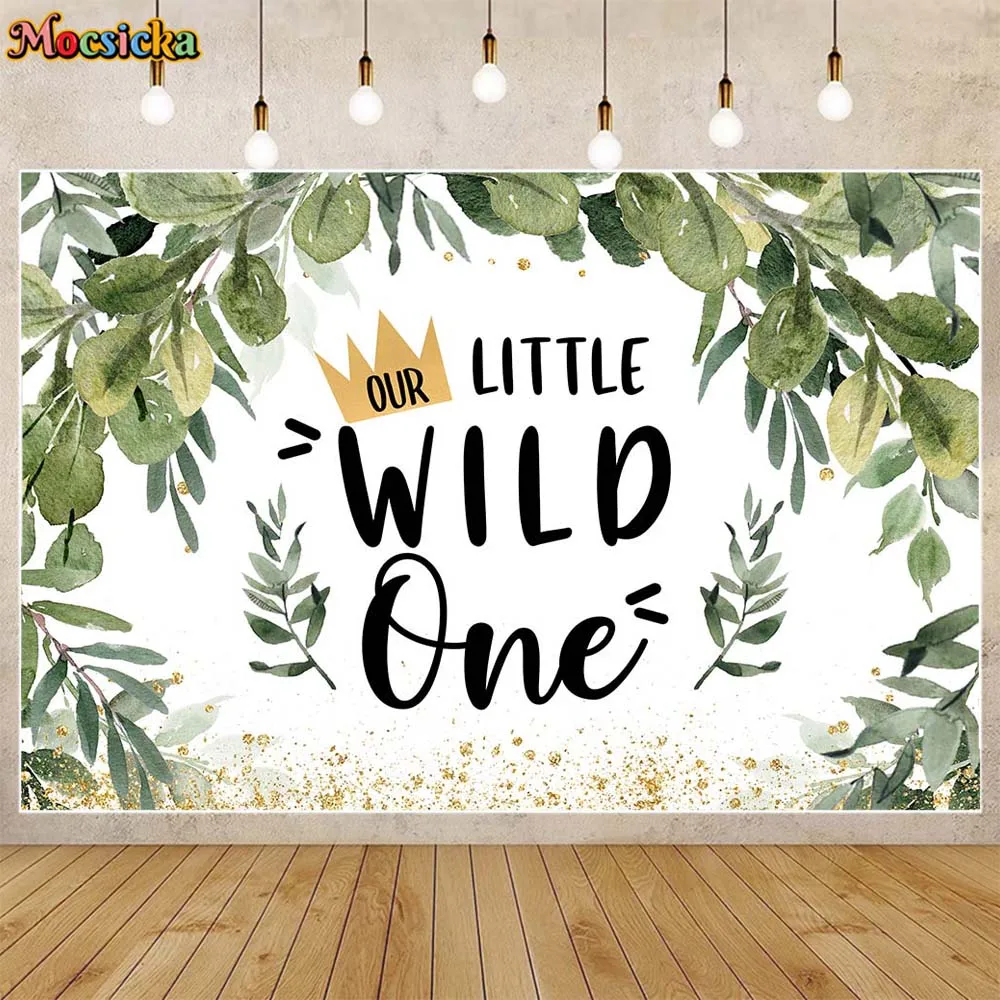 

Mocsicka Child 1st Birthday Backdrop Our Little Wild One Happy Birthday Party Photo Background for Photo Studio Photoshoot Props