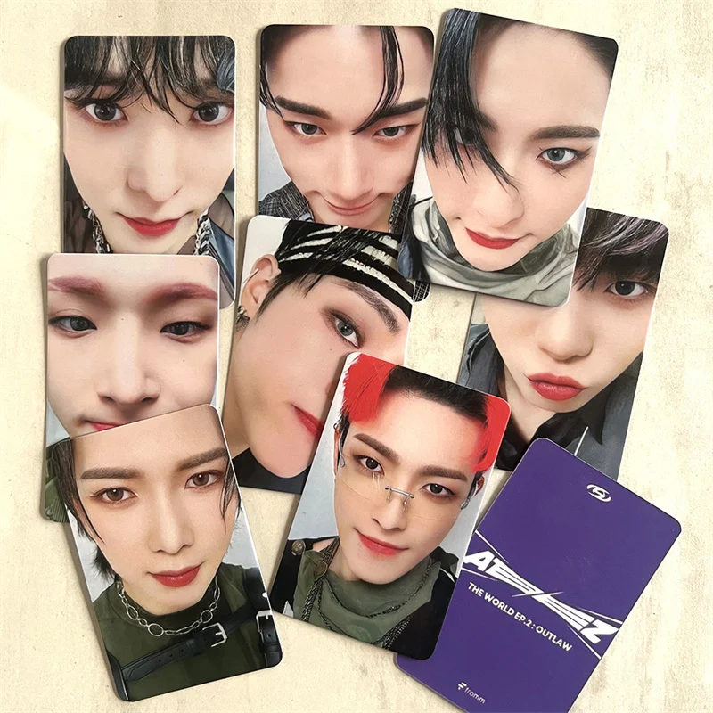 8pcs/set KPOP ATEEZ Boy THE WORLD OUTLAW Album LOMO Card Hongjoong Seonghwa Yunho Yeosang Dislike Face Card Postcard Photo Card