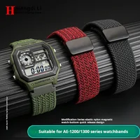 Correa de nailon elástica para reloj Casio A158 A168 f91w AE-1200WHD/A159/A169 AE1200, correa de reloj con hebilla magnética, pulsera de liberación rápida