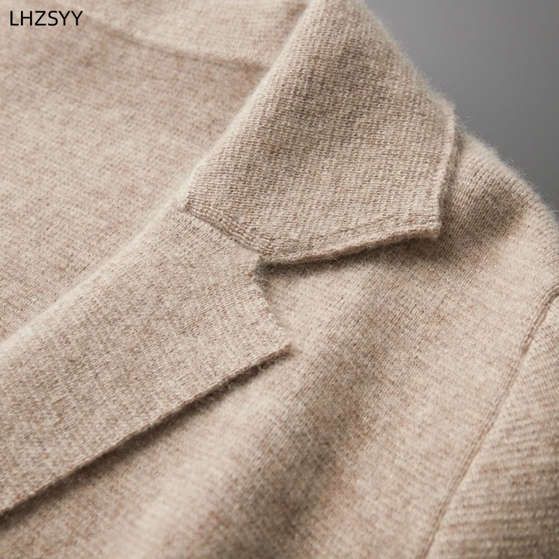 LHZSYY-Veste en Cachemire pour Homme, Pull à Revers Imbibé, Cardigan New At Knit CombYouth Optics, Chemise Solide, Business Casual, Hiver