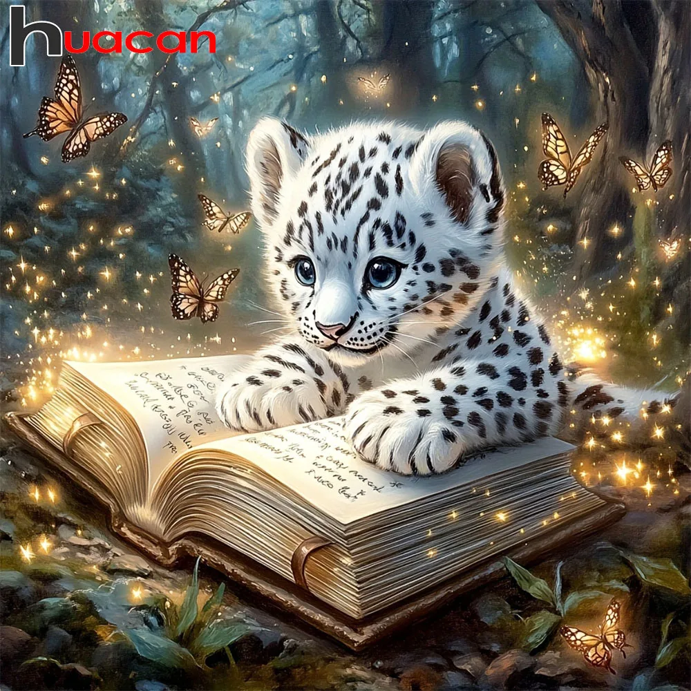 Huacan Neuheiten 2026 Diamantmalerei Leopard Schmetterling Buch Diamantmosaik Tier Vollständige Dekorative Gemälde