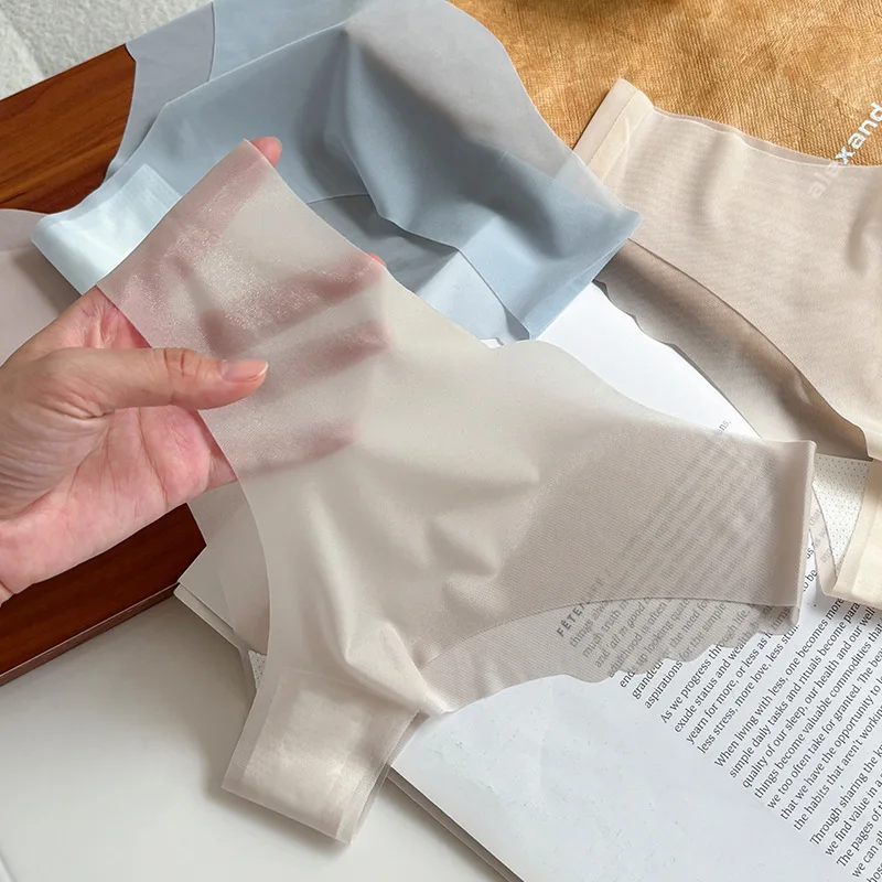 

Женские летние трусики, сексуальные прозрачные ультратонкие однотонные трусы, женское бесшовное нижнее белье с низкой талией