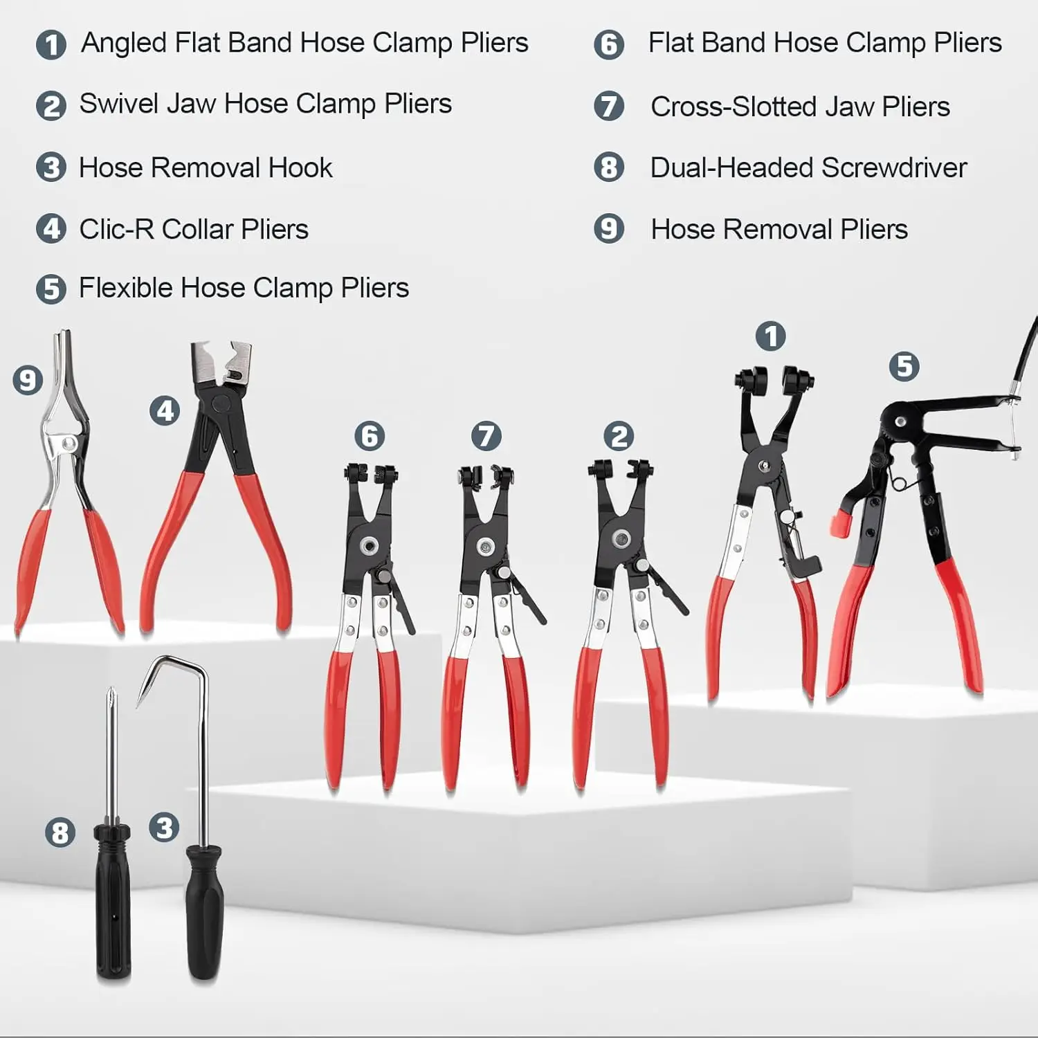 Long Reach Hose Clamp Pliers Tool Flexible Shaft Swivel Head Automotive Spring/Flat Band Clamps  Coolant Hose Repair