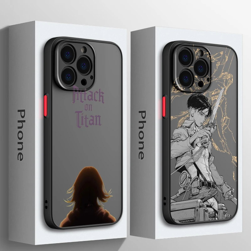 Attack On Titan Phone Case For Apple iPhone 15 14 13 12 11 XS Mini Pro Max 8 XR X Matte Frosted Translucent