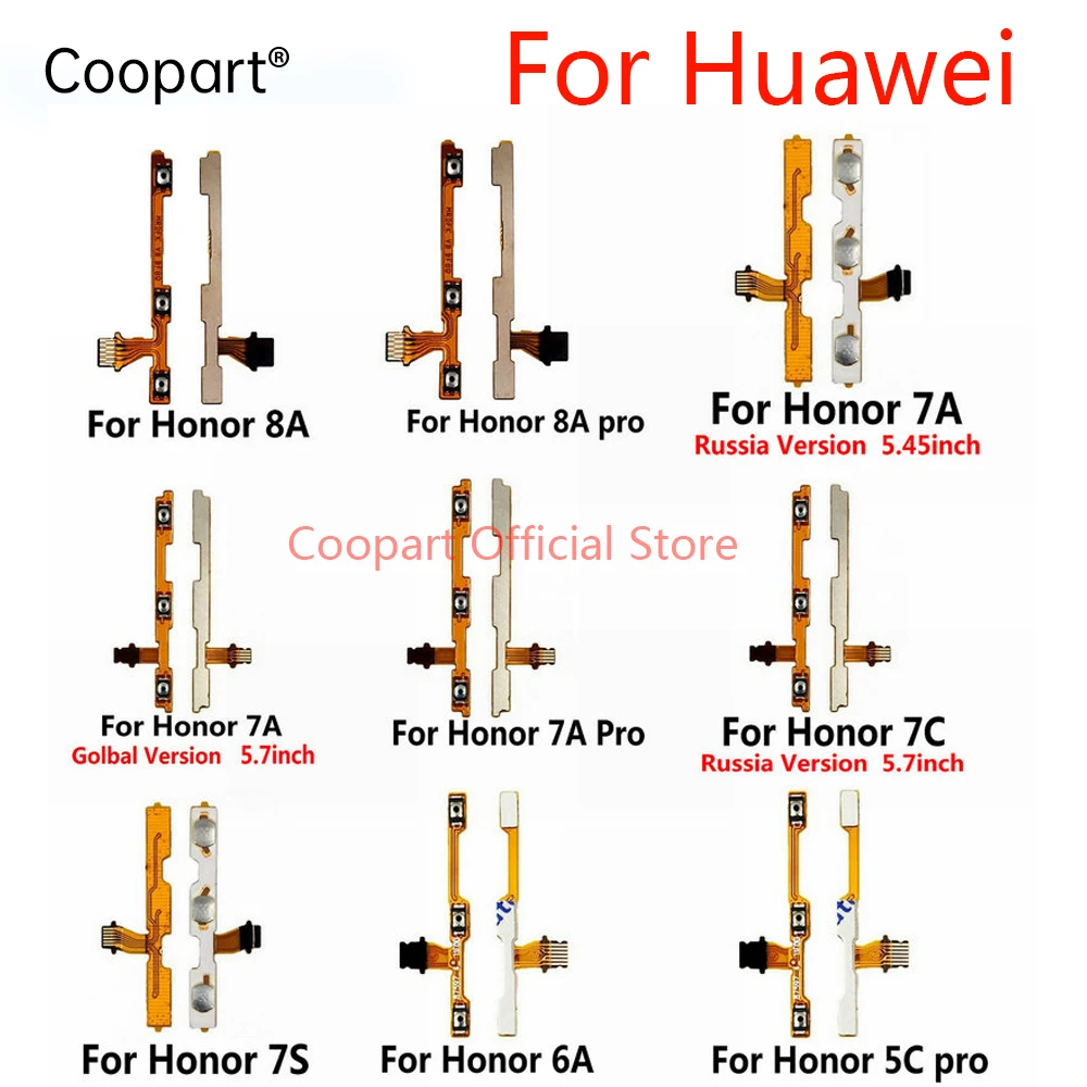 2Pcs New Power on/off & volume up/down buttons flex cable Replacement for Huawei Honor Play 8A 7A 7C 7X 7S 6A 6C 6X 5C Pro