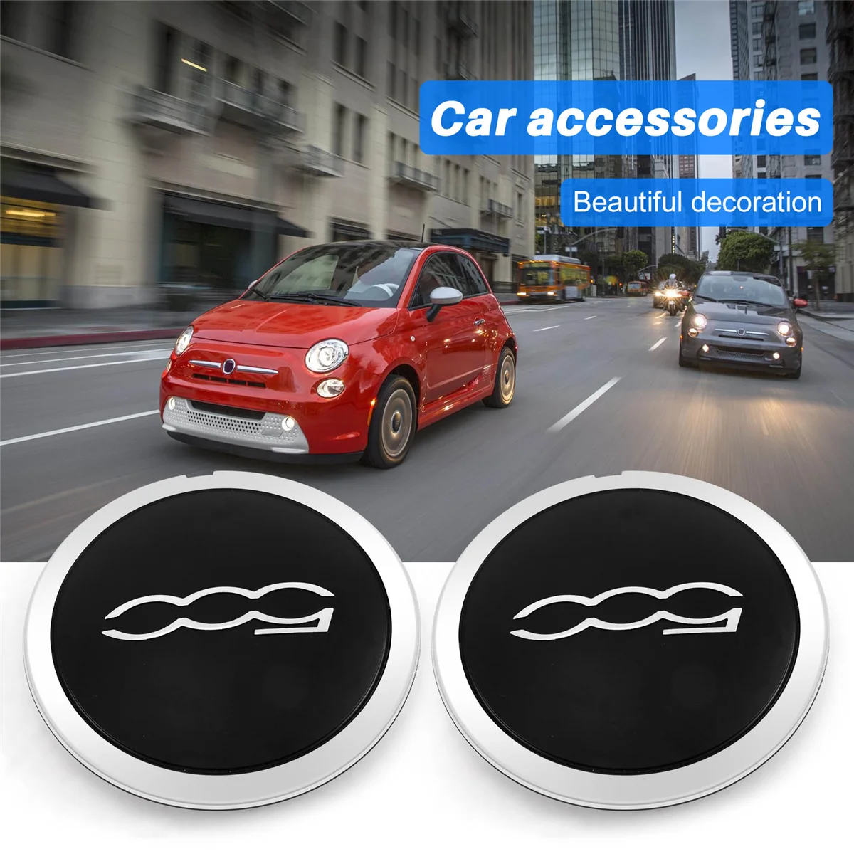 피아트 500 휠 센터 허브 캡 세트, 133mm 허브 캡, 68078419AC 68078421AC 더스트 커버, 51884863 실버, 4 개