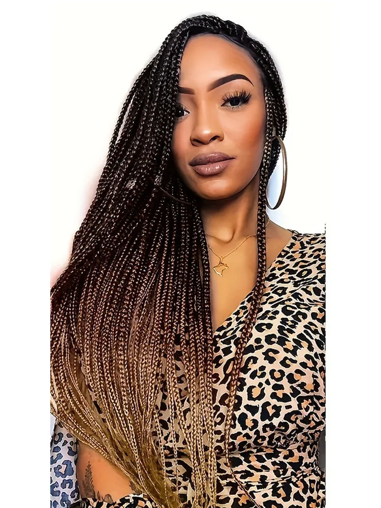 6 tresses Boho 24" | Marron ombré | Synthétique pré-étiré | Longues ondulées, brillantes | Vacances/Fête/Casual | Accessoires pour cheveux DIY