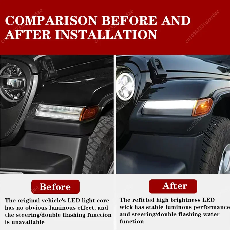 أنظمة إضاءة السيارات الجديدة 12 فولت Led ضوء النهار الجري بدوره مصباح إشارة لسيارة جيب رانجلر Jl 2018 +