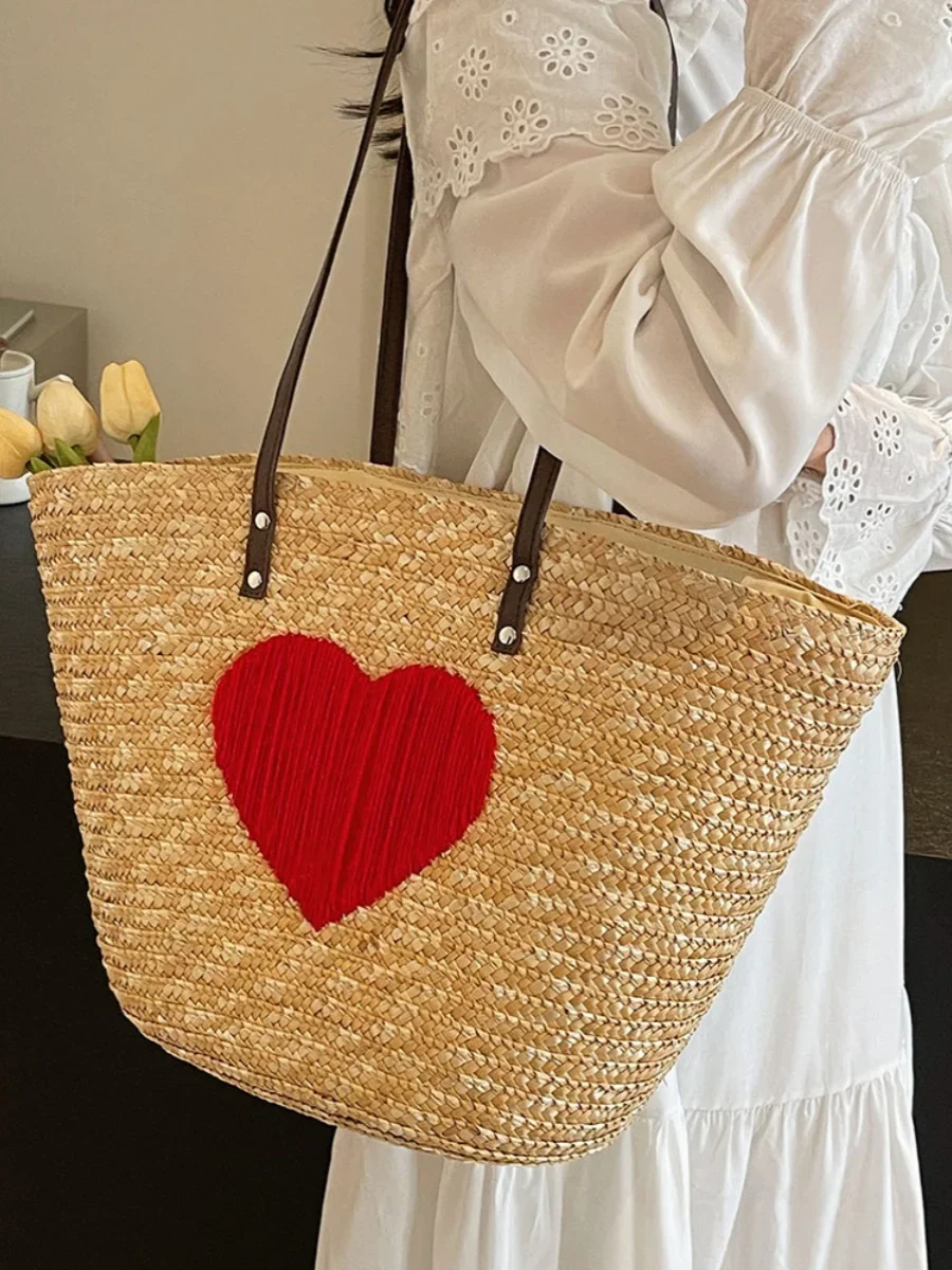 Summer Beach Vacation Woven Bag Women 2024 New Fashion Trend Grass Woven Bag Small and Simple All-Match Underarm Bag