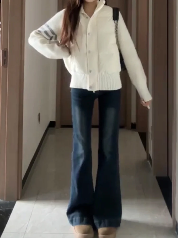 

Свободные широкие джинсы, женские весенне-осенние брюки-клеш для похудения, большие размеры, удобные джинсовые брюки прямого кроя