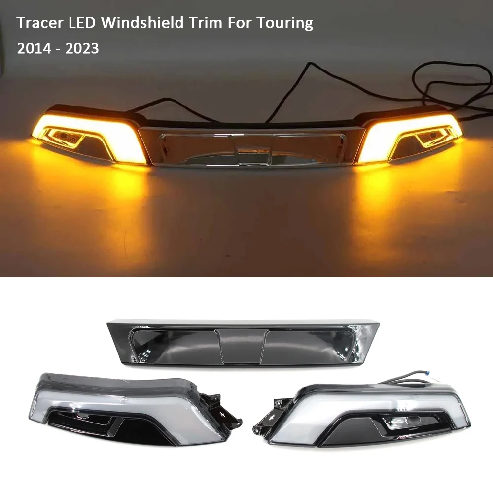 

LED For Touring Street Glide Road King Electra Tri Glide FLHR FLHX FLTXR Motorcycle Tracer LED Windshield Trim 2014-2023