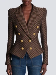 HIGH QUALITY Newest Fashion 2024 S/S Designer Jacket Women's Double Breasted Slim Fitting Monogram Jacquard Blazer