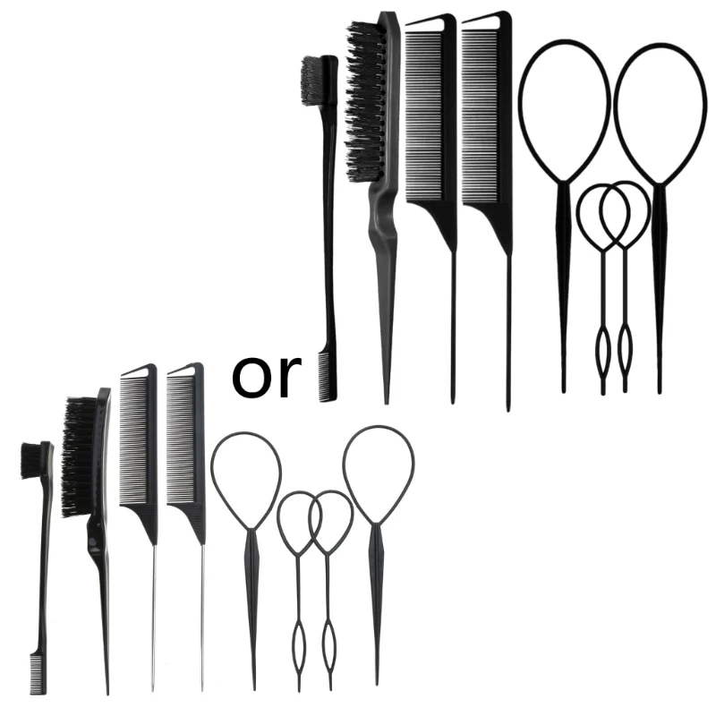 Topsy 헤어 테일 도구 강모 헤어 브러시 가장자리 제어 브러시 금속 핀 빗 Dropshipping