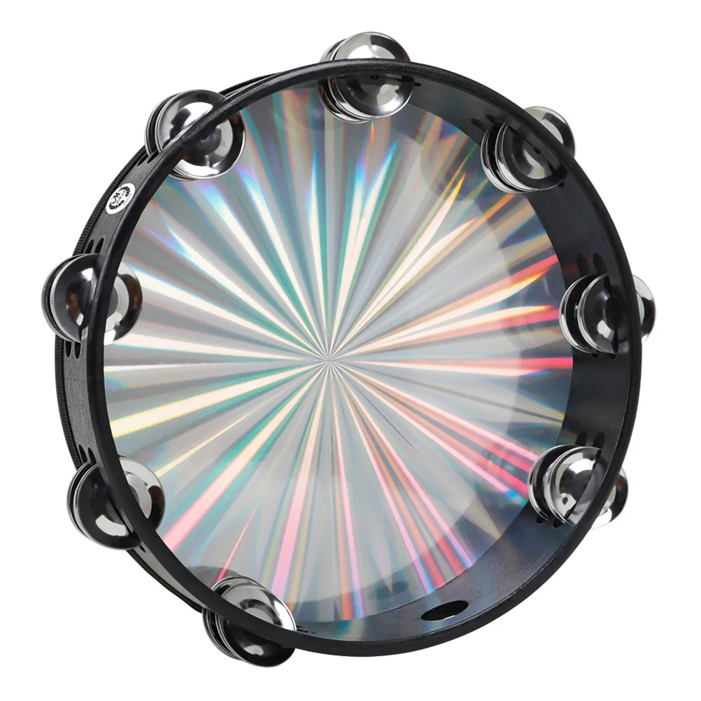

1pc Wood Hand Drum Abs Stainless Steel Tambourine Double Side Bell Row Musical Instrument Toy Percussion Educational Toy