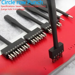 Leather Tools Round Row Punch Black Steel Sharp Multihole Pattern Round Cut Handmade DIY Leather Watchband Punching Strap Suture