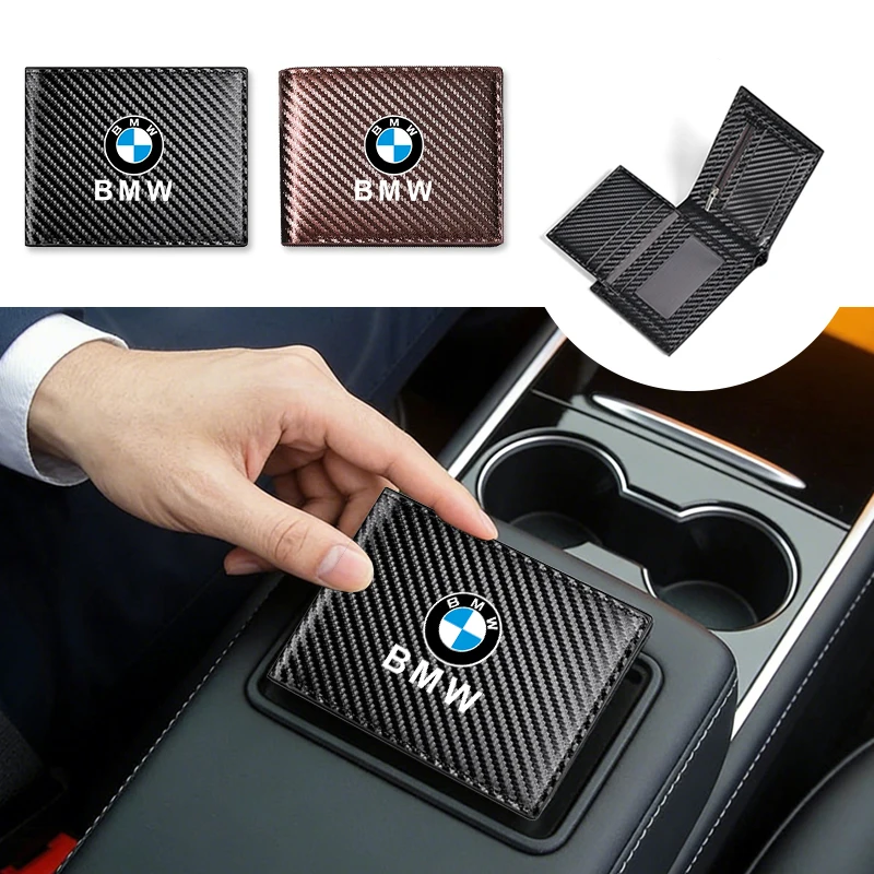 Carbon Fiber Streamlined Men's Sticker Wallet Portable Card Case For BMW M5 M4 M3 F20 F40 F22 F30 E90 F32 F10 F06 F07 F46 E60 Z4 - view 5