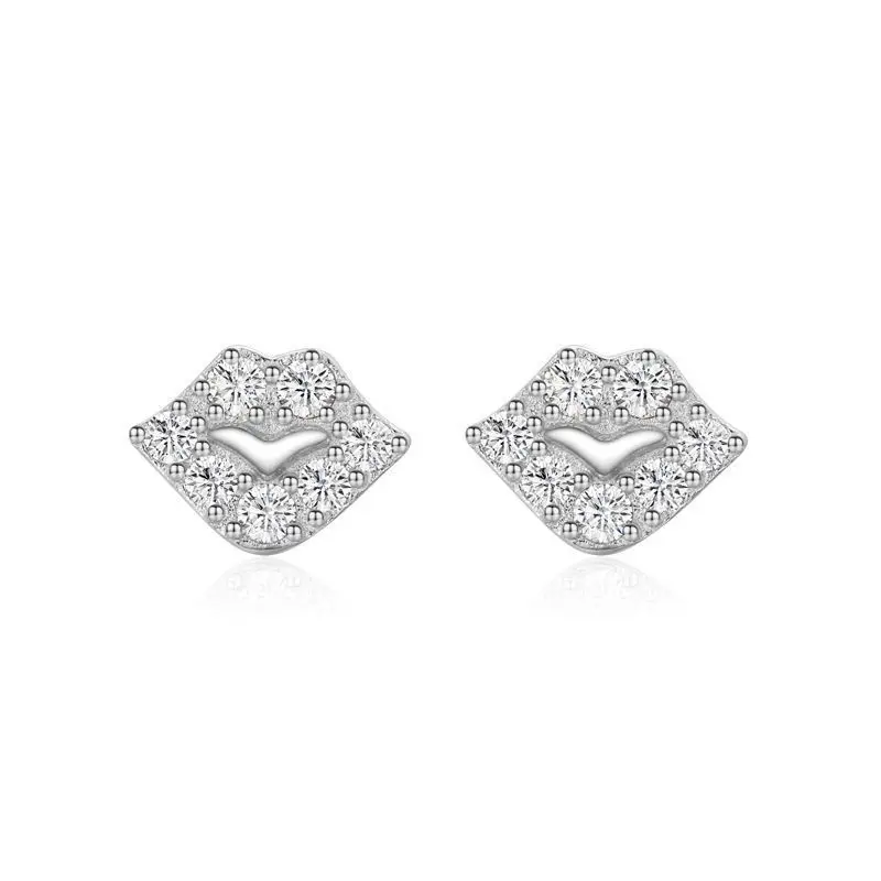 

S925 Silver Kiss Lips Earrings Women Micro-Inlaid Zircon Ear Jewelry for Valentine's Day