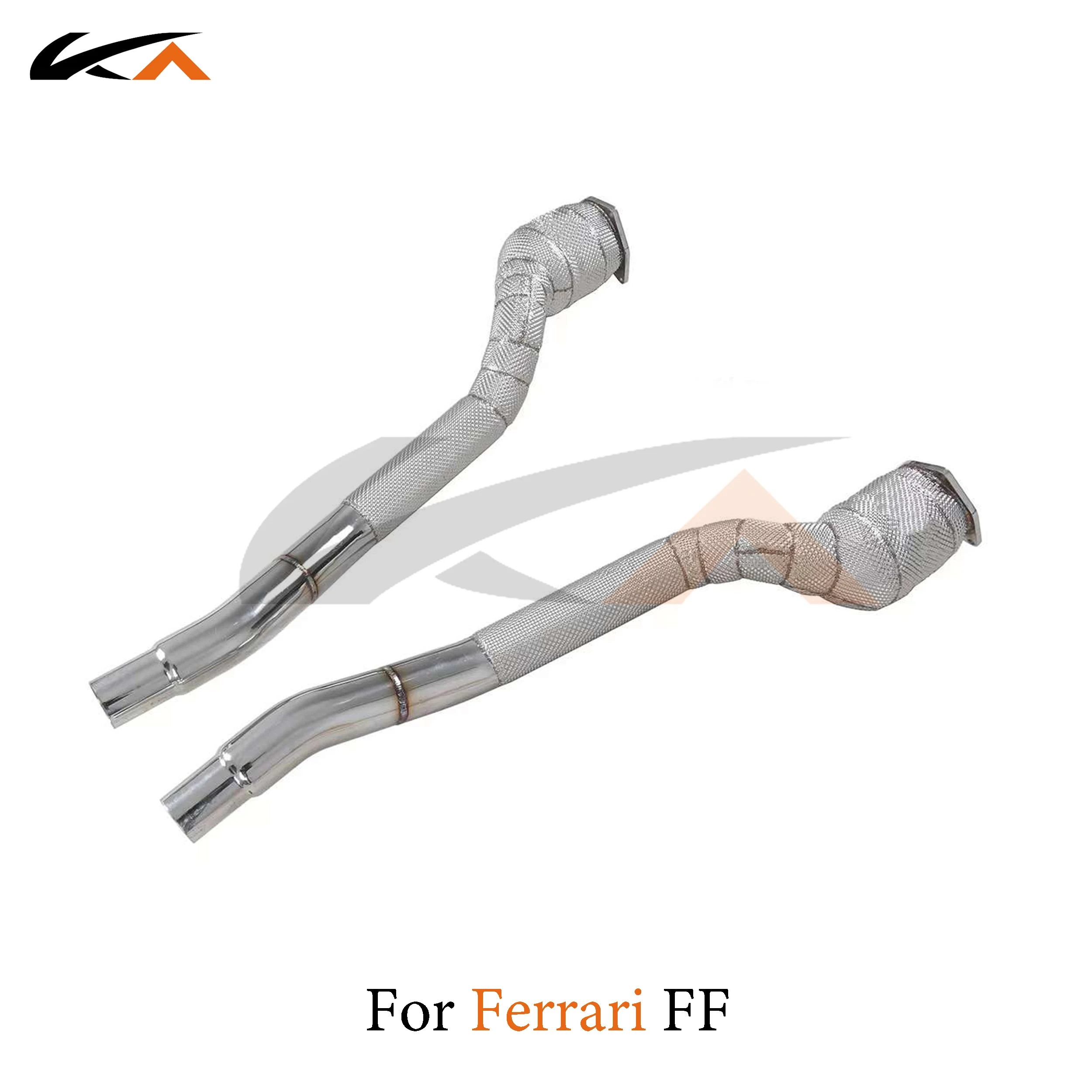 KA Tuning downpipe exhaust stainless headers for Ferrari FF V12 6.3 axle pipe performance parts heat shield catted