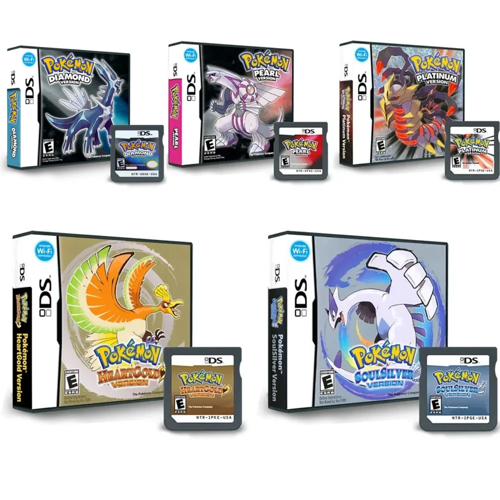 NDS Game Card Pokemon Game Card (With Box and no Box choice) English Diamond Pearl HeartGold SoulSilver Platinum No instructions