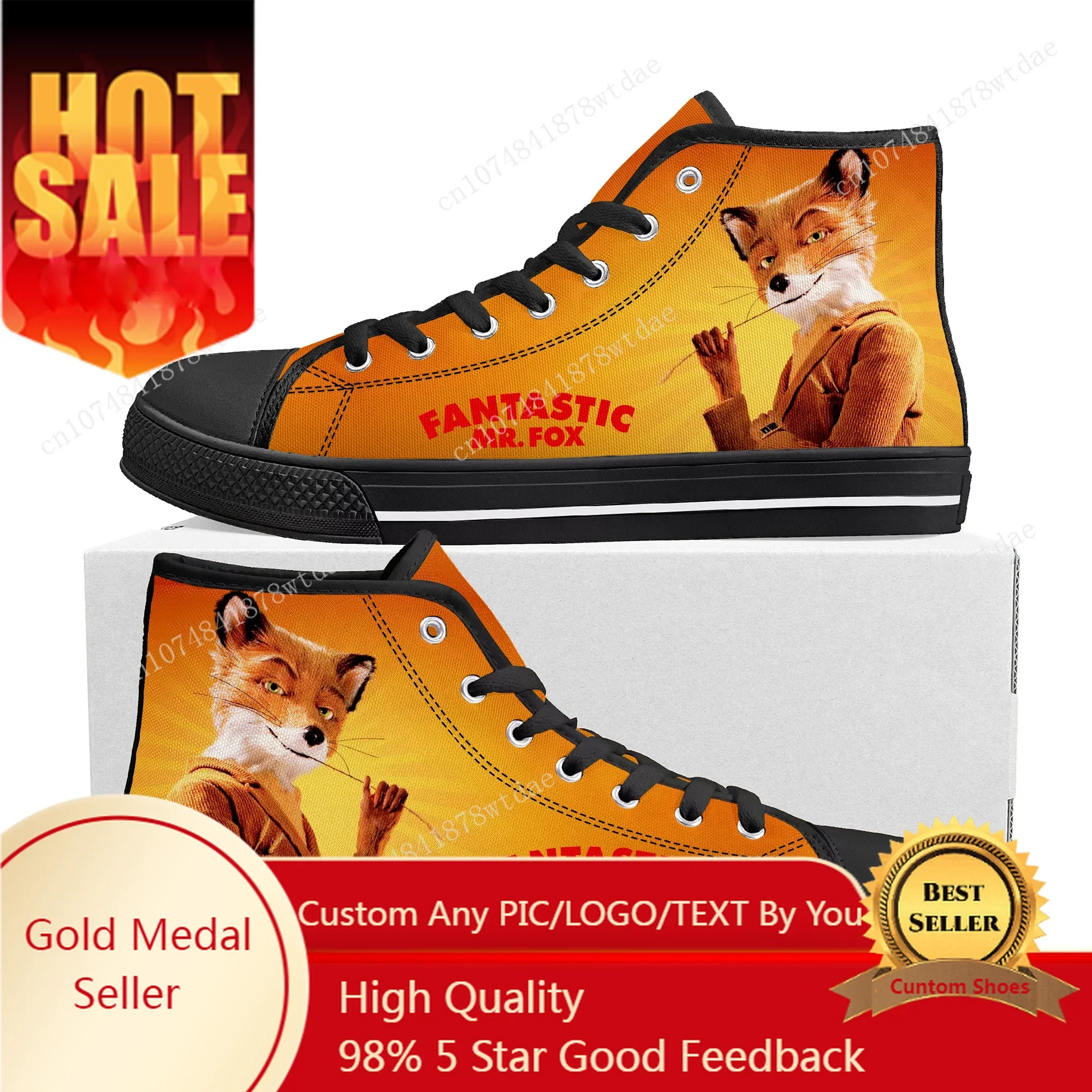 

Fantastic Mr Fox High Top Sneakers Mens Womens Teenager High Quality Canvas Sneaker Anime Cartoon Manga Casual Custom Made Shoes