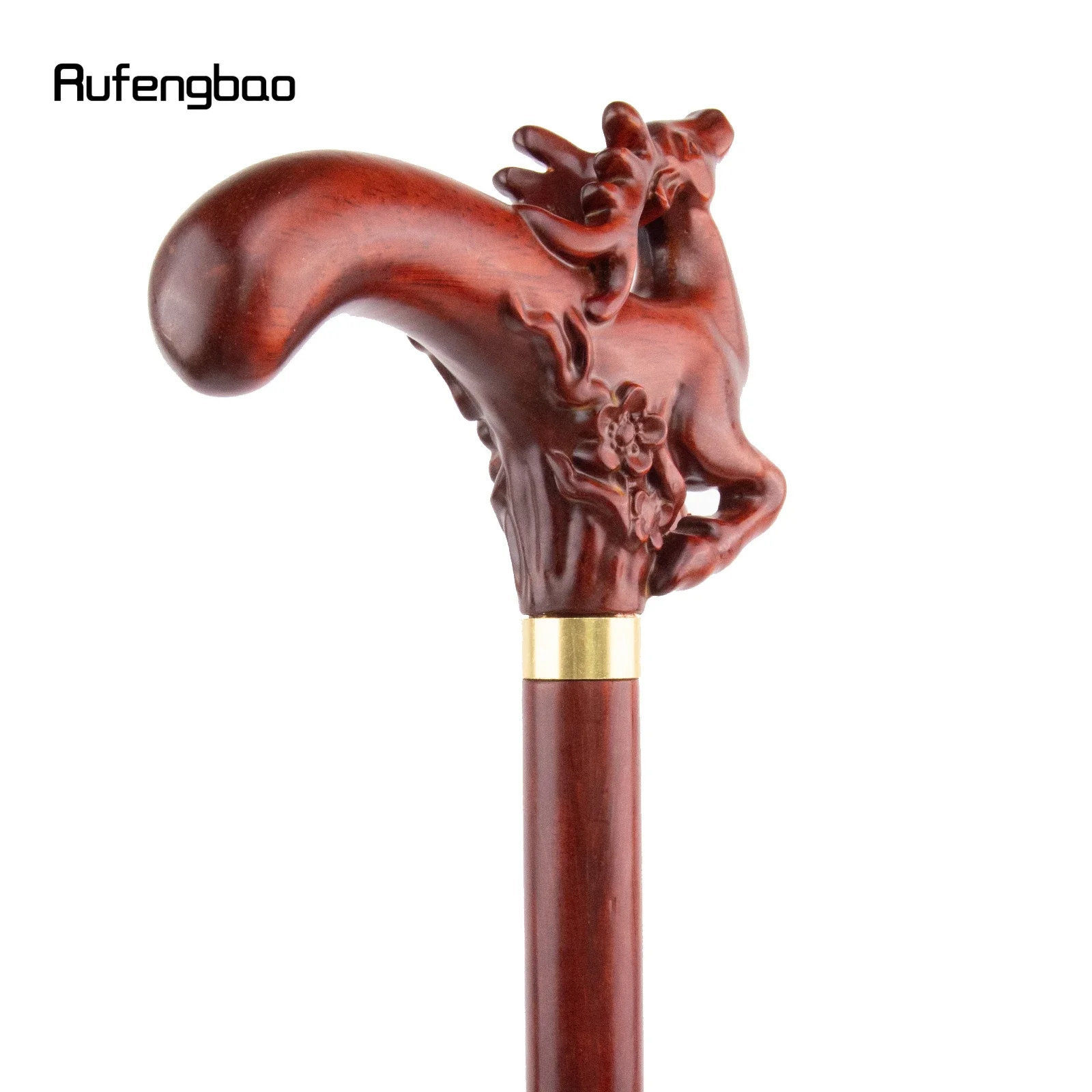 البني الغزلان خشبية واحدة مشتركة موضة عصا للمشي الزخرفية Cospaly قصب هالوين الصولجان العكاز عصا Crosier 95 سنتيمتر