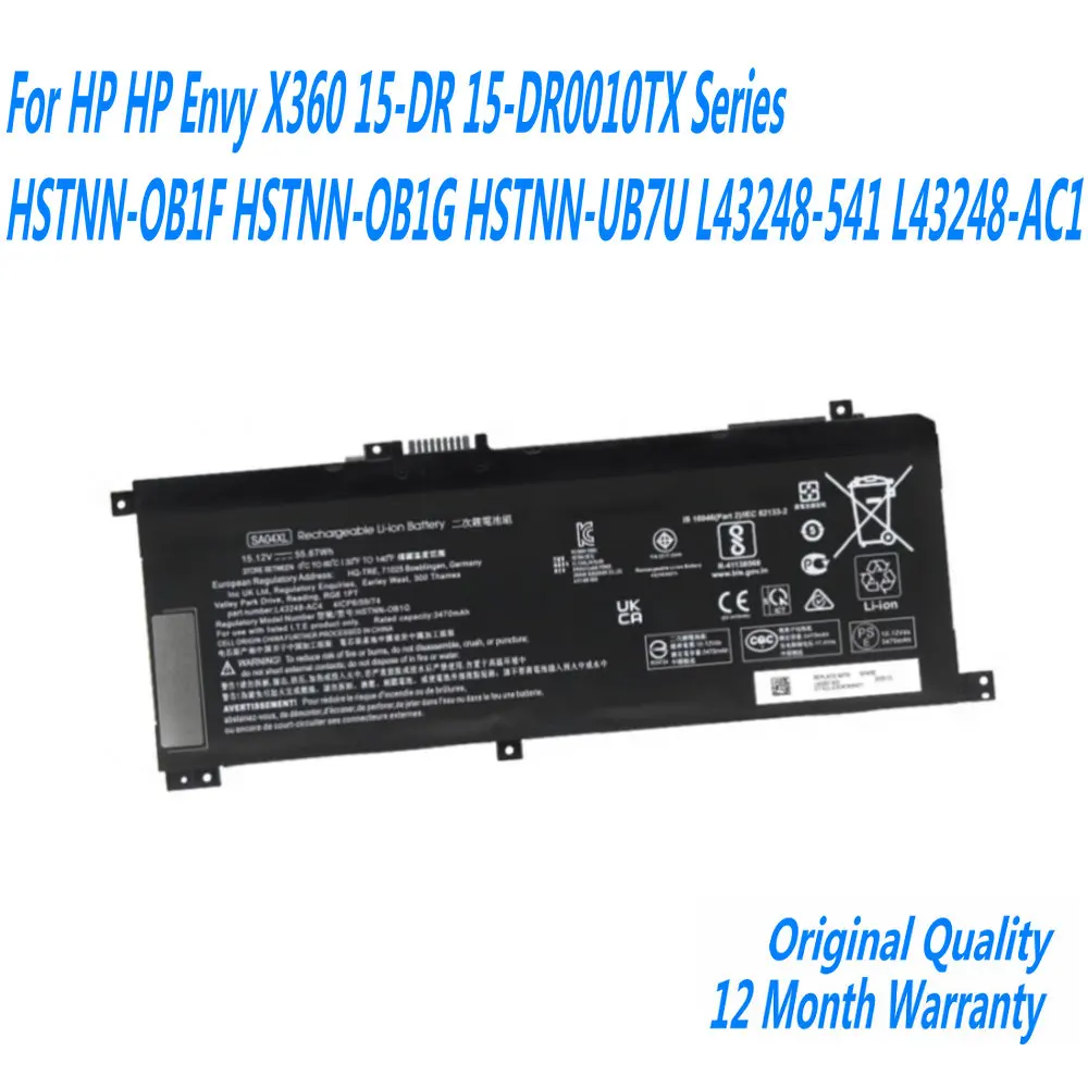 

NEW SA04XL Laptop Battery For HP Envy X360 15-DR 15-DR0010TX Series HSTNN-OB1F HSTNN-OB1G HSTNN-UB7U L43248-541 L43248-AC1