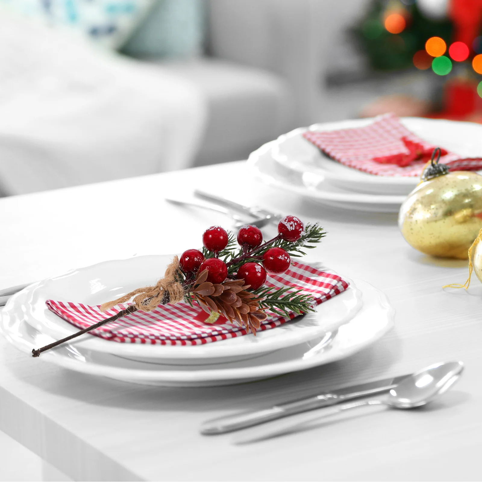 

Christmas Artificial Pine Needle Red Berry Picks Lifelike Holiday Decor For Diy Wreath Centerpiece Winter Home Decoration