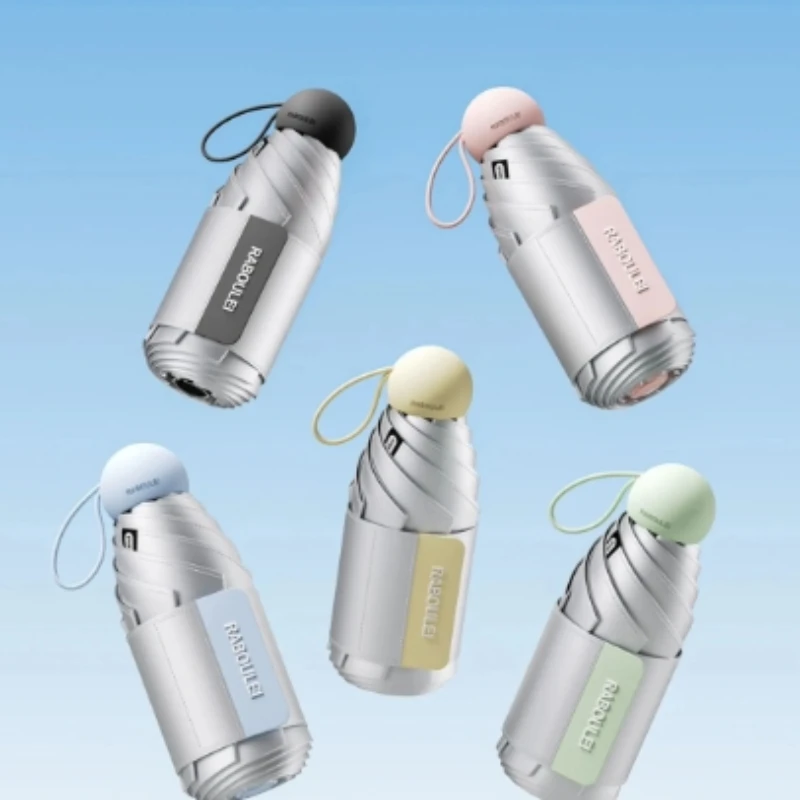 チタンシルバー-5-つ折り日傘-upf50-防風コンパクト自動開閉女性用軽量ポータブルポケット雨または晴れ