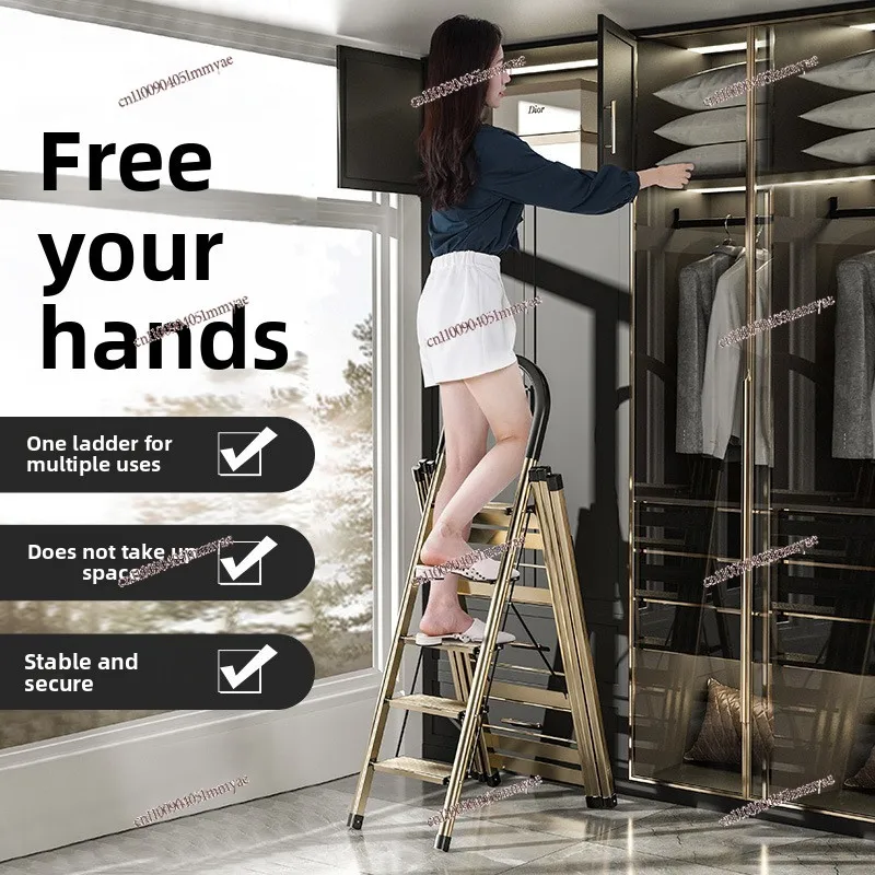 Thickened Aluminum Alloy Multi-Functional Folding A-Frame Step Ladder Dual Purpose Indoor Garment