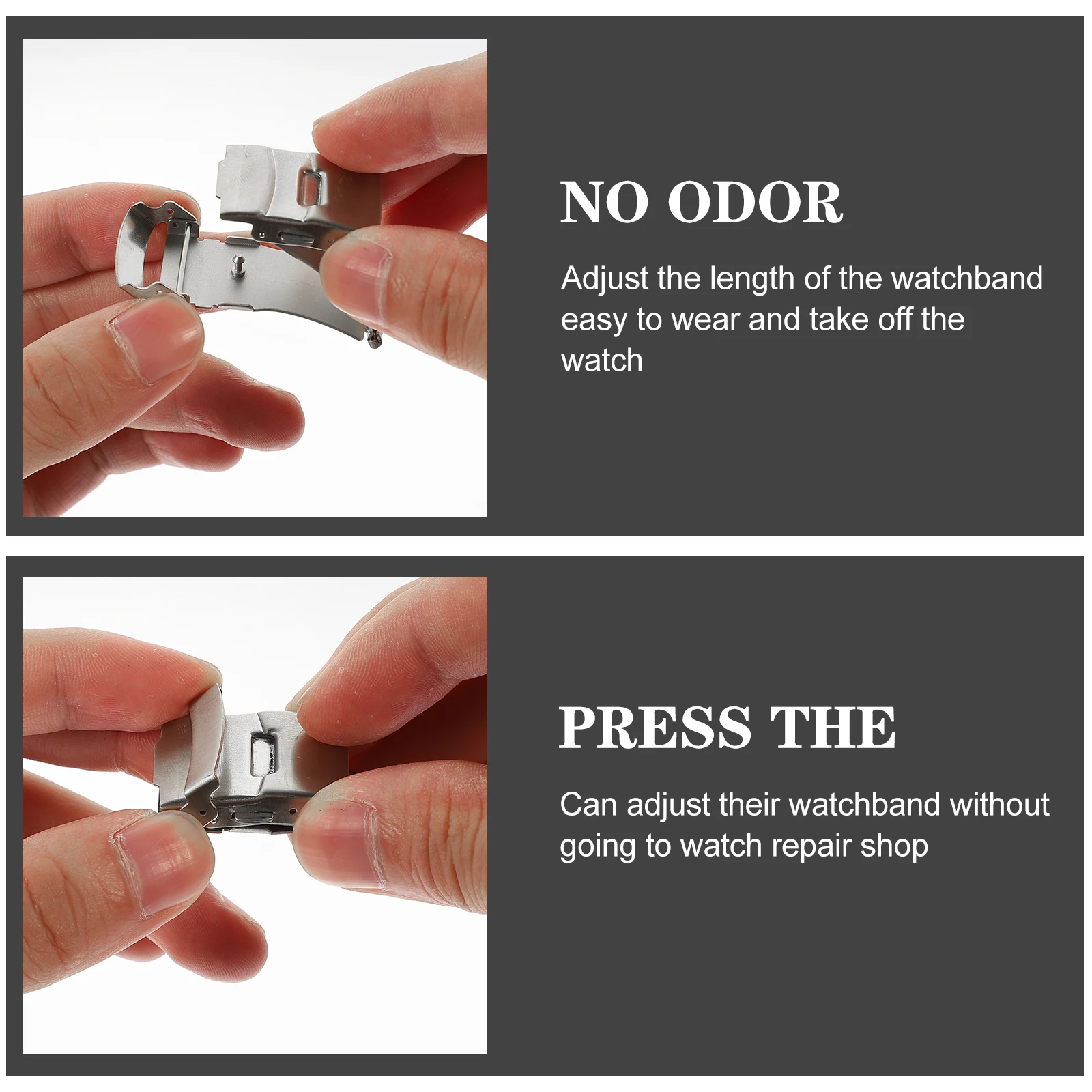 

1 set Watch Clasp Double Push Stainless Steel Universal Repair Buckle Suitable for Most Watch Straps Metal Watchband Clasp